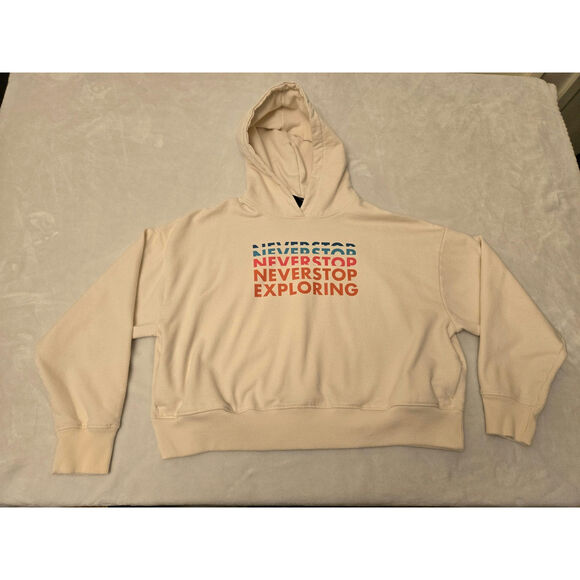 The North Face Women's Logo Play Hoodie Cropped White Never Stop Exploring XL - Picture 4 of 8